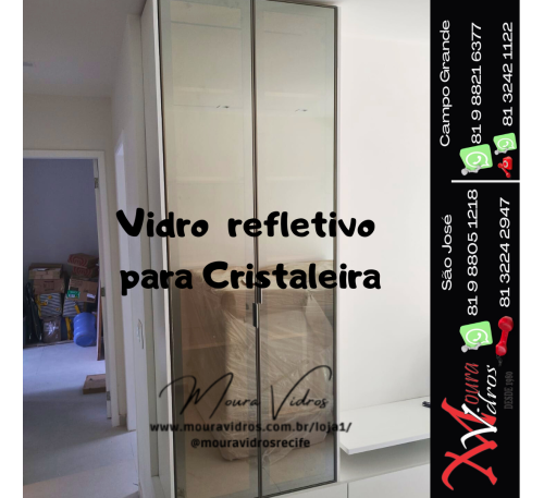 Vidro refletivo para armário cristaleira